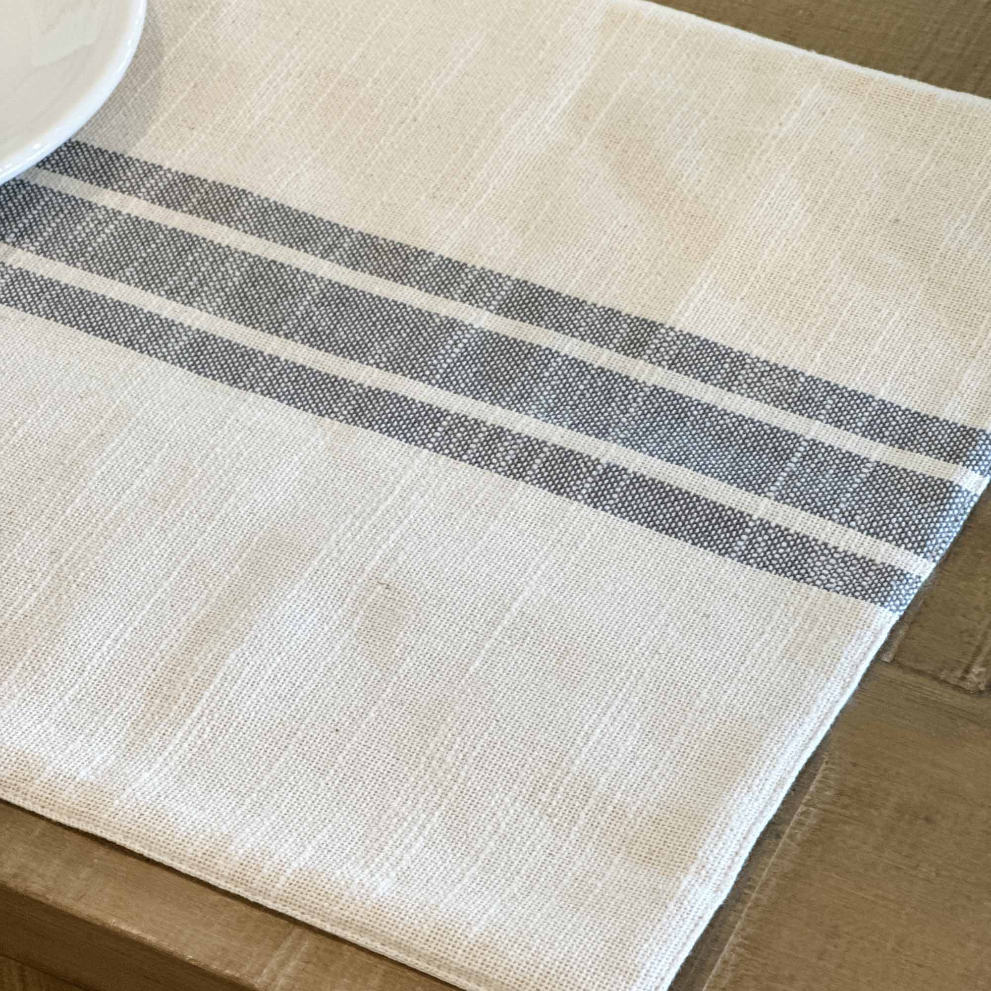 Piper Classics Market Place Gray Grain Sack Stripe Placemats, Set of 4