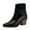 Black, variant on WEAIXIMIUNG Women's Rain Boots 2023 foreign Trade In Europe and The United States Non Pu Leather Low Boots Belt Buckle Thick Heel Pointed Head Boots