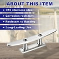 thumbnail image 2 of Boat Cleat Open Base 6inch, 2 Pcs 316 Stainless Steel Dock Cleat for Kayak Boat, 2 of 6
