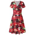 thumbnail image 1 of Pompotops Robe d'Été à Manches Courtes Col en V Vintage Cadeau de Noël à Carreaux pour Femmes, 1 of 5