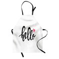 thumbnail image 1 of Hello Apron, Typographic Design Handwritten Letter Font Message of a Heart, Unisex Kitchen Bib with Adjustable Neck for Cooking Gardening, Adult Size, Pink Black White, by Ambesonne, 1 of 4