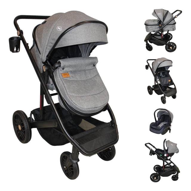 Carriola 4 En 1 Sistema De Viaje Todo Terreno Ibaby Cupra Gris Oscuro Negro