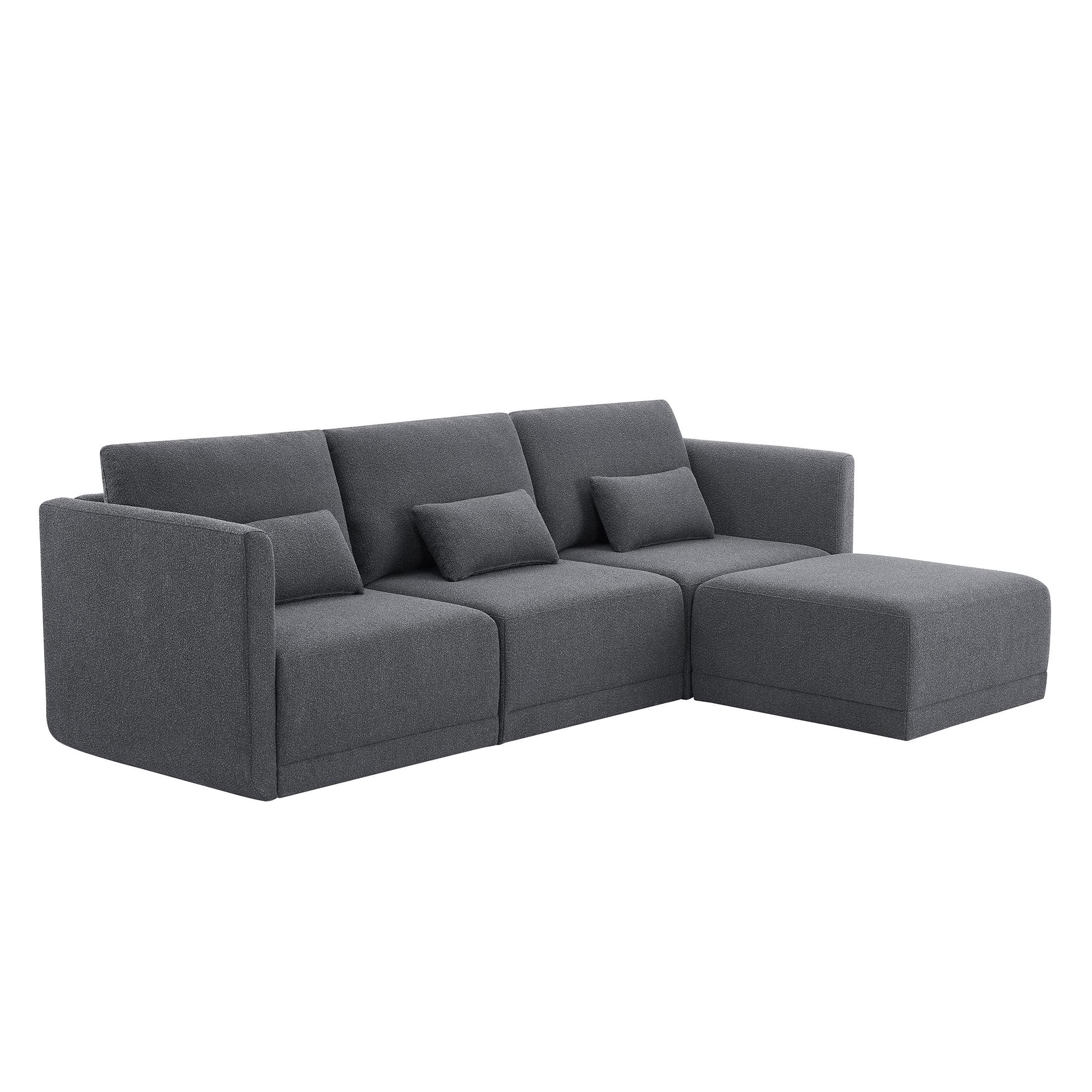 Beautiful Drew Modular Sectional Sofa with Ottoman by Drew Barrymore, Charcoal