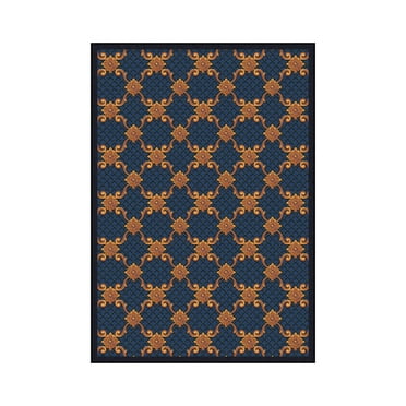 Joy Carpets 1764C-04 Any Day Matinee Queen Anne Rectangle Theater Area Rugs  04 Teal - 5 ft. 4 in. x 7 ft. 8 in.