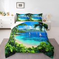 thumbnail image 1 of Erosebridal Ensemble de Literie Palmier pour Lit Simple, Couette de Plage Océan, Décoration Botanique, Réversible, Légère, 2 Pcs, 1 of 8