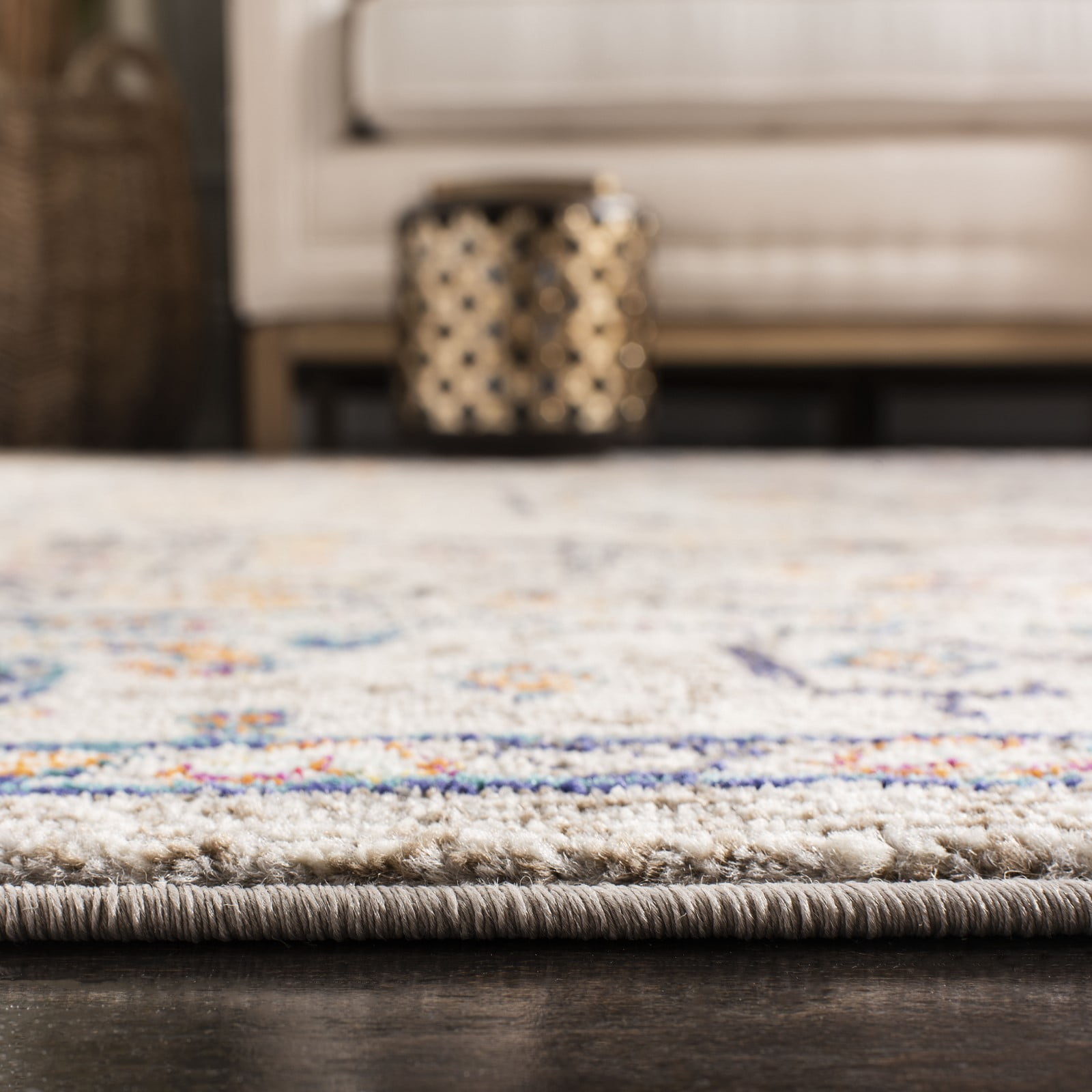 SAFAVIEH Madison Trenton Vintage Traditional Runner Rug, Grey/Blue, 2' x 8'