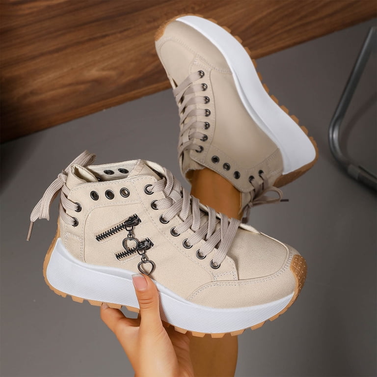 maxvinci ladies canvas shoes ladies high top platform sneakers lace up