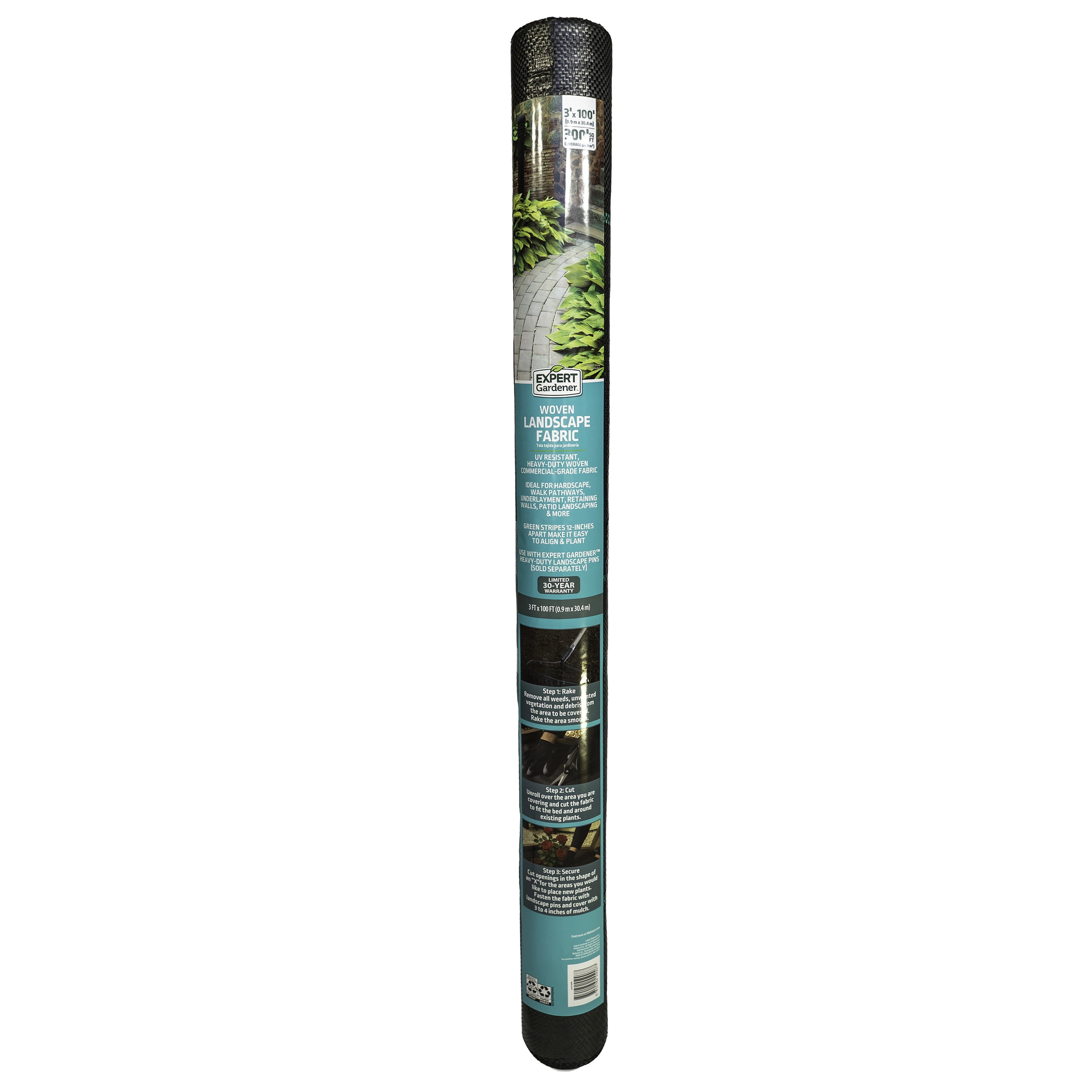 (4 pack) Expert Gardener 3' x 100' Black Weed Barrier Woven Landscape Fabric, UV Resistant, Heavy Duty, Commercial Grade