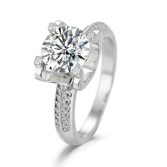 3 Carat Moissanite Engagement Ring for Women, S925 Sterling Silver Four-Prong Solitaire Promise Ring, Wedding Band Fashion Jewelry