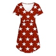 thumbnail image 6 of Gamivast Dresses for Women Short Sleeve V-Neck Babydoll Mini Dress Star Print A-Line Swing Sundress Casual Summer Holiday Vacation Cute Dress Red XXL, 6 of 7