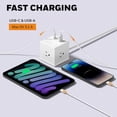 thumbnail image 4 of Honeywell Power Cube Surge Protector with 3 AC Outlets and 2 USB Ports, 4ft Fabric Cord, White, 4 of 7