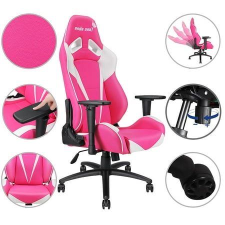 - Anda Seat Racing Chair Gaming PVC Leather Adjustable Recliner Swivel High-back w/ Headrest & Lumbar Cushion Office