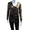 Pre-owned|Escada Womens Spotted V Neck Pullover Sweater Black Brown Size Small