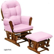 Stork Craft Custom Hoop Glider & Ottoman-Color:Pink Cushions,Finish:Cognac Finish