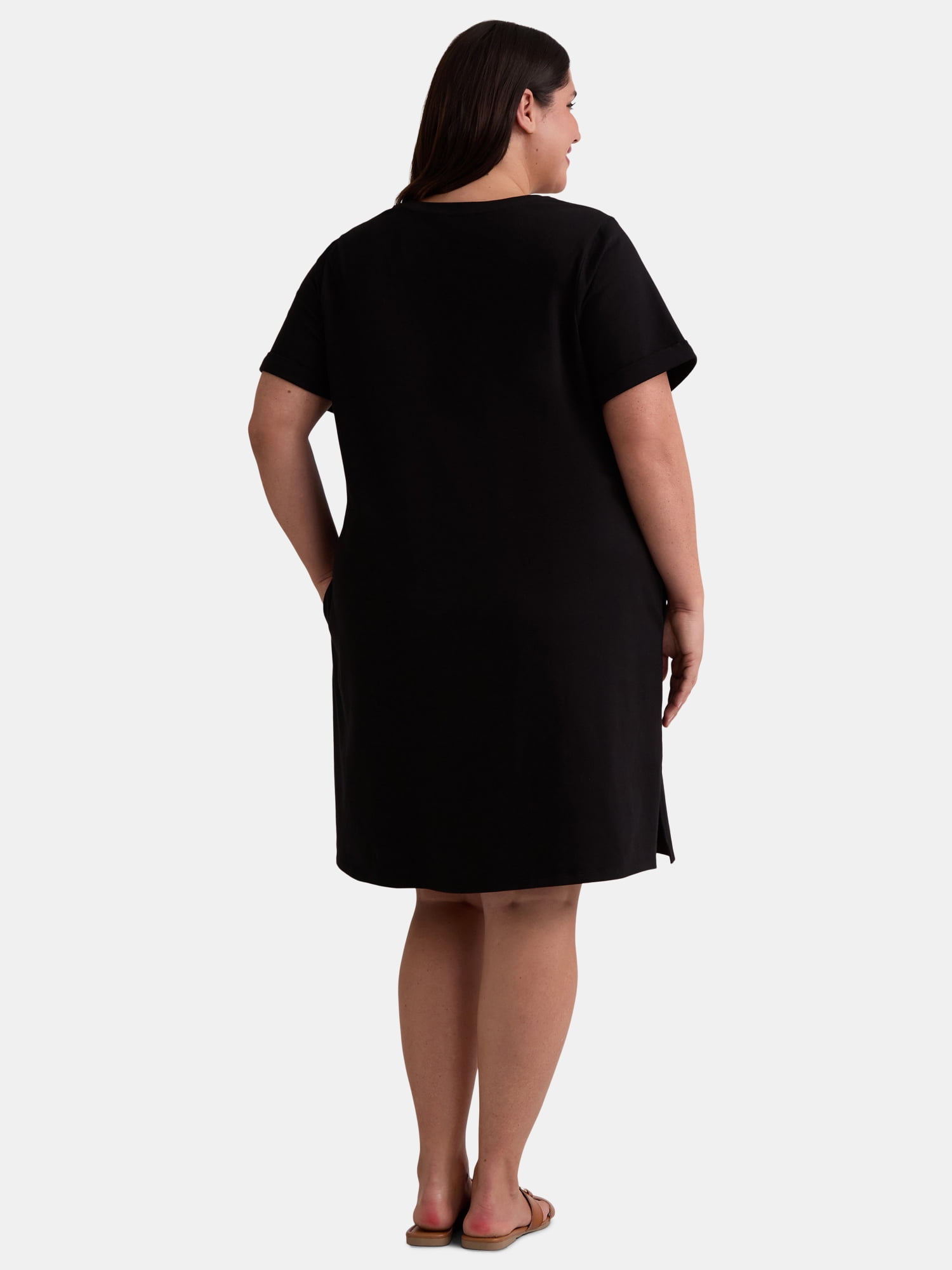 Terra & Sky Women’s Plus Size V-Neck T-Shirt Dress, Sizes 0X-5X