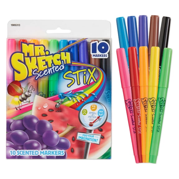 Mr. Sketch Scented Stix Markers, Fine Tip, 10 Count