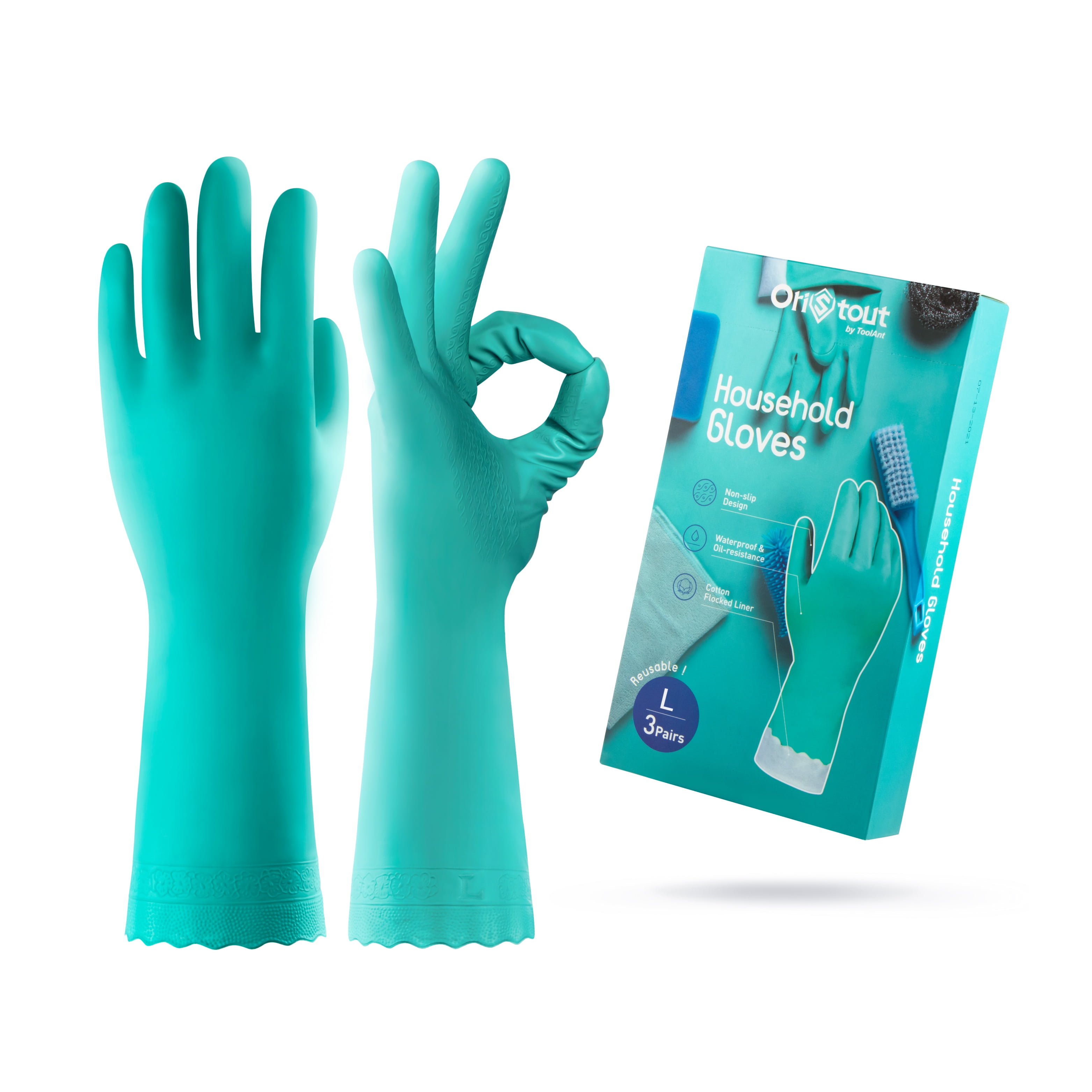 1 Pair by MyXOHome Reusable  Household Latex Gloves 