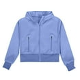 thumbnail image 3 of zbxnLI Athletic Hoodie for Girls Cropped Sweatshirt Zip up Jacket Lightweight Long Sleeve Spring Fall Outwear, 3 of 9