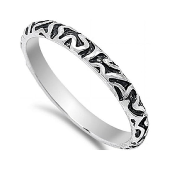 925 Sterling Silver Tribal Print Ring Size 10