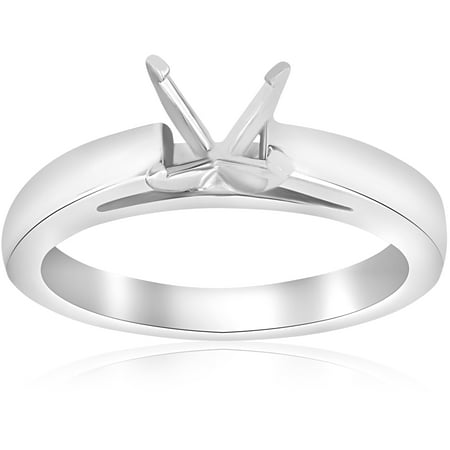 - Solitaire Cathedral Semi Mount Engagement Ring Setting 14k White Gold 4-Prong