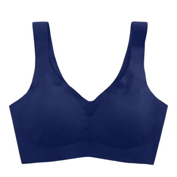 Fabrcox Women's Seamless Sports Bra No Underwire Lightweight Underwear Comfy Everyday Sleeping Basic Wireless Bras Royal Blue 36