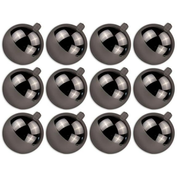 Queens of Christmas ORN-BLKS-60-SLV-12PK 2.5 in. Shiny Ball Ornament with Wire & UV Coating, Silver - Pack of 12