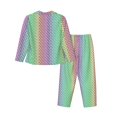 thumbnail image 2 of Rateoe Rainbow Peacock Feathers Pattern Womens Pajamas Set Long Sleeve Sleepwear Button Down Nightwear Soft Cotton Pj Lounge Sets, 2 of 9