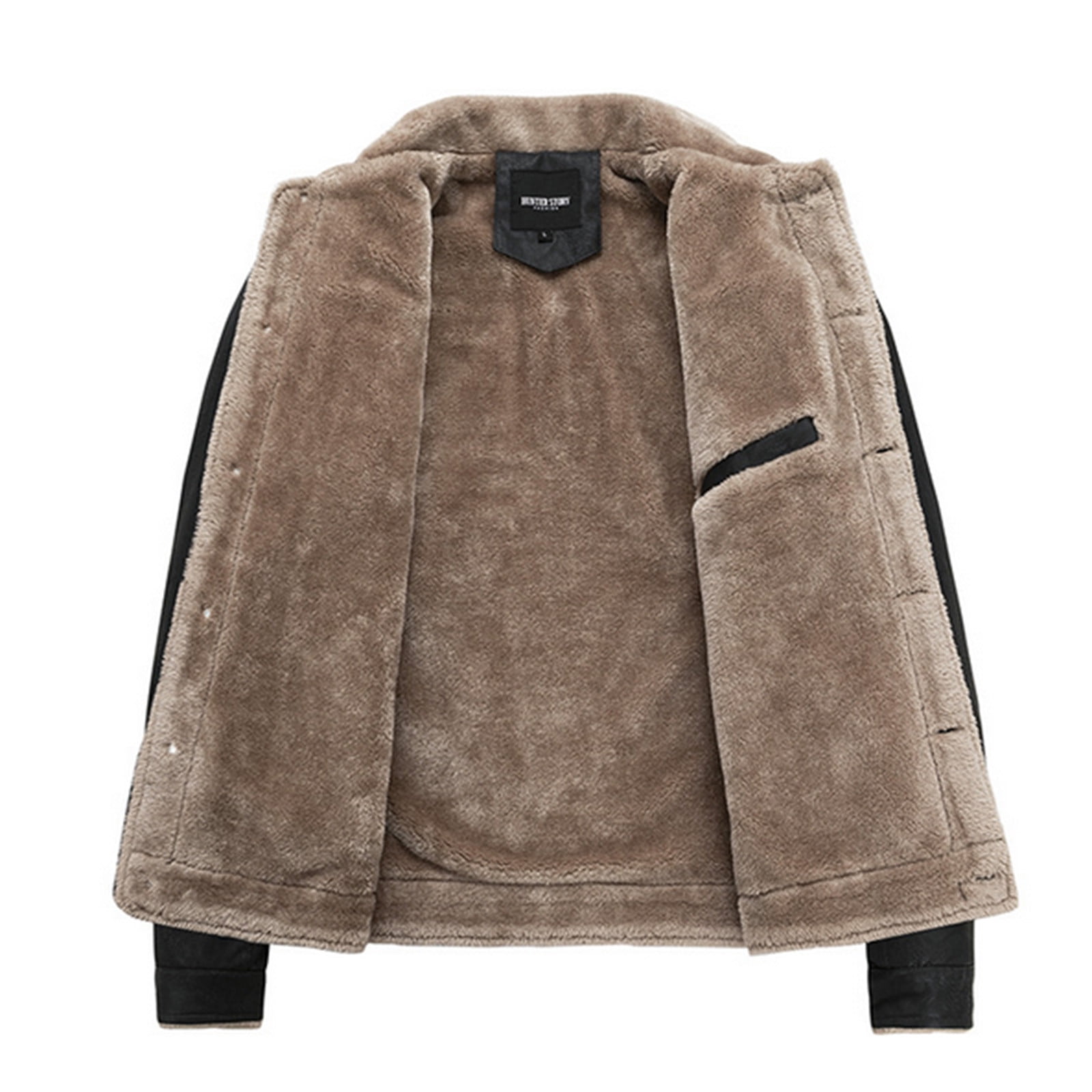 DPTALR Men's Winter Lamb Velvet Leather Jacket Plus Velvet Warm