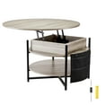 thumbnail image 1 of KFFKFF Table Basse Élévatrice, 35,3 Po Design Circulaire avec Compartiments de Rangement Supplémentaires, Table à Plateau Relevable pour l'Aire de Vie, Blanc, 1 of 9