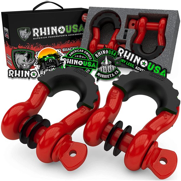 Grilletes D-Ring Rhino USA 3/4" Clevis con pasador de 7/8" - Paquete de 2