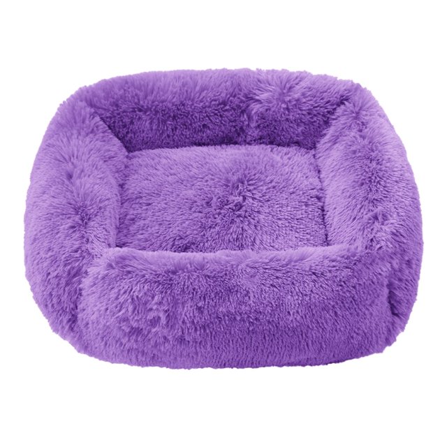 Cama calmante para perros y gatos, cojín de felpa suave y esponjoso para cachorros pequeños, medianos y grandes, para invierno