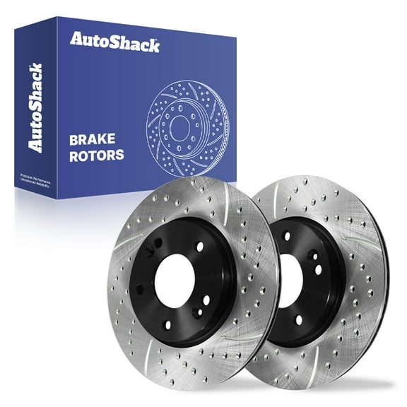 AutoShack Front Vented Drilled & Slotted E-Coated Brake Rotors 2-PC Set Replacement for 2011-2020 Hyundai Elantra 2014-2022 Kia Soul 2014-2022 Kia Forte ShadowGuard 11.02" (280 mm)