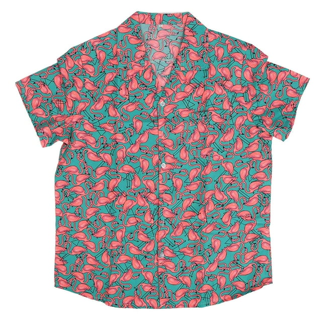 Camisa estampada de manga corta Nikou para hombre con estampado animal verde verano XXL