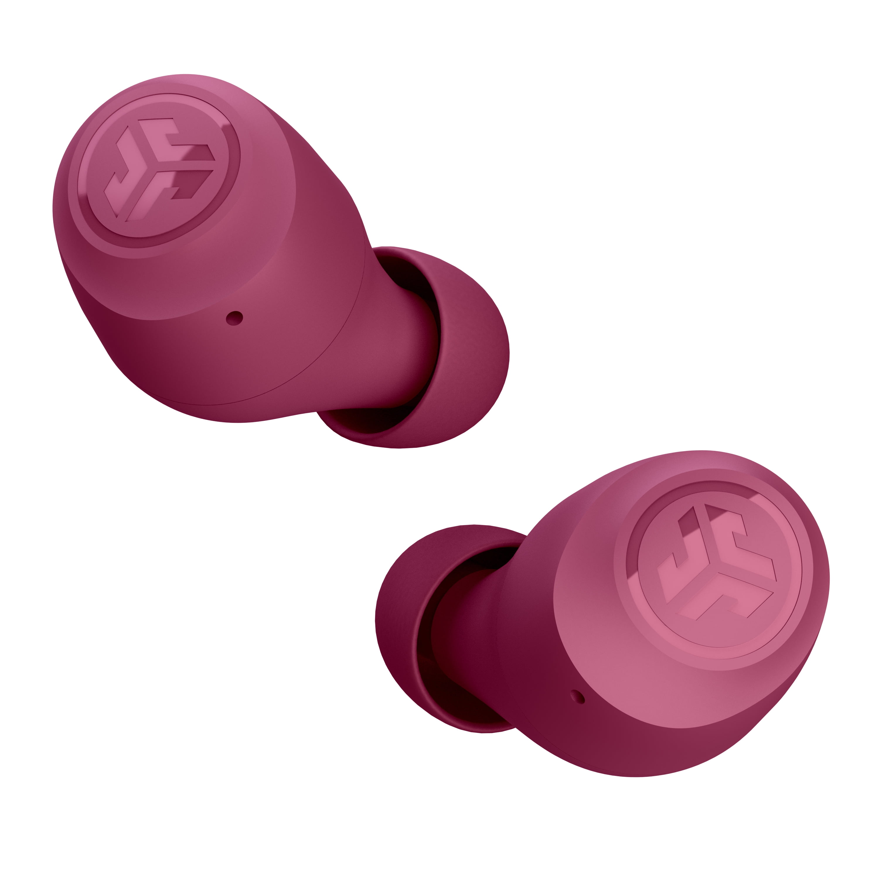 JLab Go Pop+ True Wireless Earbuds, Dark Pink, Bluetooth, IPX4, Be Aware Mode, Customize Sound, Controls