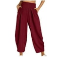 thumbnail image 4 of gbyLJF Women's Summer High Waisted Baggy Wide Leg Pants Casual Ankle Length Trouser 2024 Trendy Street Trousers with Pockets, 4 of 5