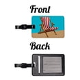 thumbnail image 4 of Beach Chair Red White Stripe Vacation Faux Leather Travel Luggage Tag, 4 of 7