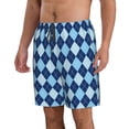 thumbnail image 2 of Balery Blue Squares Traje de Baño Estilo Hawaiano para Hombre, Shorts de Secado Rápido con Bolsillos-Medium, 2 of 6