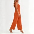 thumbnail image 6 of PBFRDSJ Jumpsuits for Women Casual Sleeveless Mock Neck Ruched Wide Leg Jumpsuit Casual Formal Long Romper with Pockets, 6 of 7