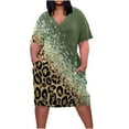 thumbnail image 2 of Robes pour Femmes 2024 Été Robe Oversize pour Col en V Décontractée Robes d'Été Poche Genou Manches Courtes avec Poches Rabais de 50 % Liquidation!, 2 of 5