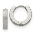 thumbnail image 4 of Auriga Fine Jewelry Stainless Steel Polished and Sandblasted 3mm Hinged Hoop Earrings for Women, 4 of 6