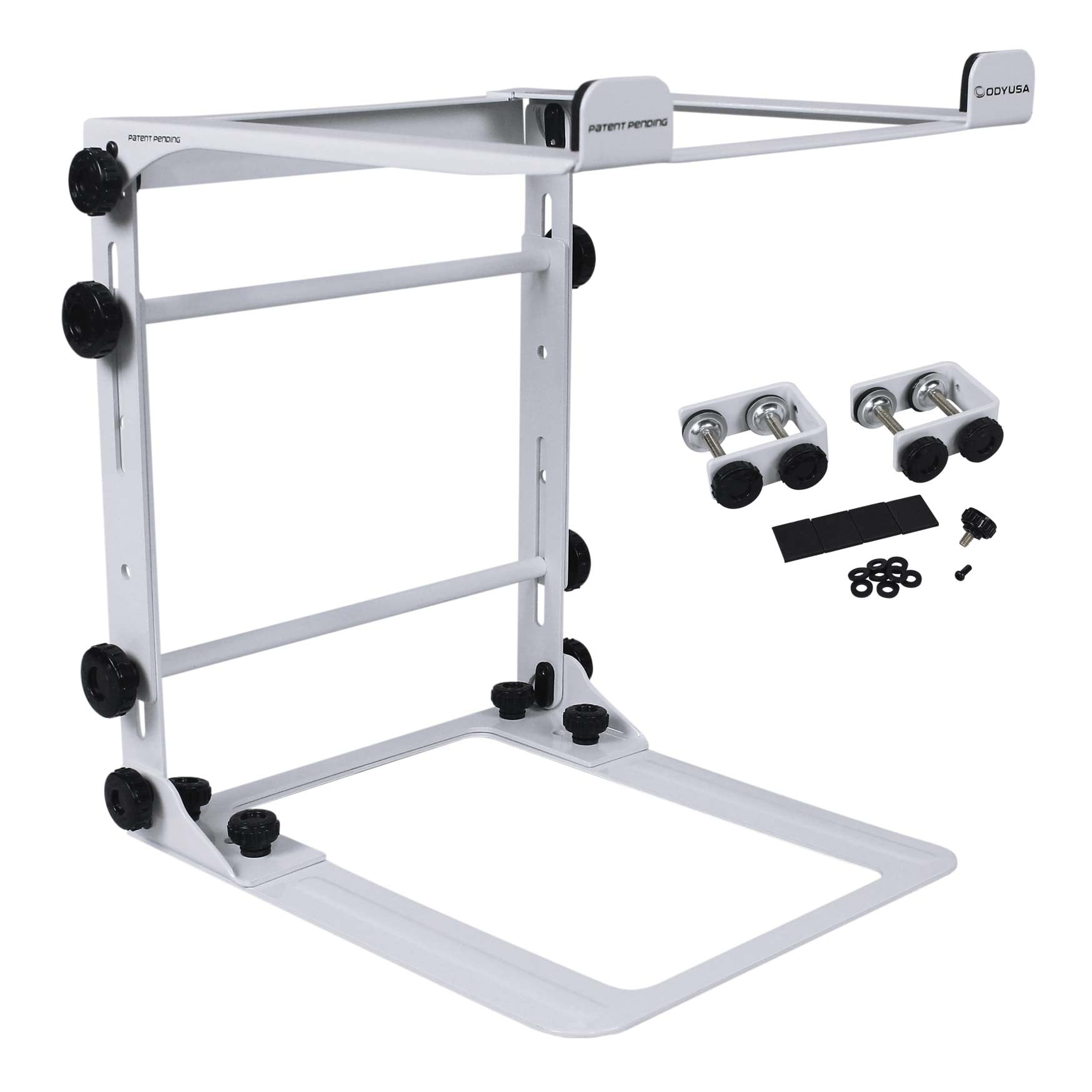 Odyssey LSTANDMWHT Designer Mobile DJ Laptop Stand + Clamps (Foldable