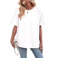 thumbnail image 2 of Womens Oversized T Shirts Loose Fit Crewneck Short Sleeve Tops Summer Casual Blouse Y2K 2025 Basic Tee White M, 2 of 9