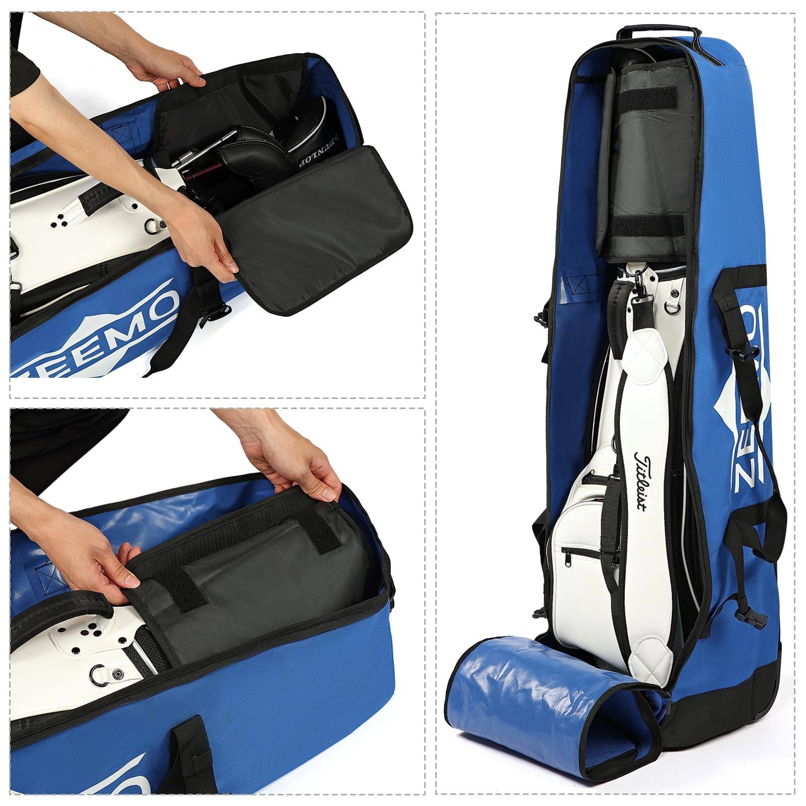 Golf Travel Bag  Full-open Protective & Wheeled Airline-approved Case For Clubs Cart&standbag Soft-sided Waterproof Cover Made Of Heavy Duty Oxford