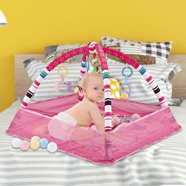 Parque infantil para bebés, gimnasio, piscina de pelotas oceánicas, tapete para gatear, juguetes con 18 pelotas para desarrollo motor, educativo, temática marina Regalo de navidad