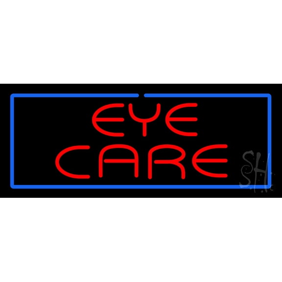 Red Eye Care Blue Border LED Neon Sign 10 x 24 - inches, Black Square Cut Acrylic Backing, with Dimmer - Bright and Premium built indoor LED Neon Sign for Defence Force.