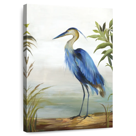 Elephant Stock Blue Heron Wall Art - Vertical Canvas Wall Art - Lobby Wall Decor - Animal Canvas - White And Brown Decor By Aimee Wilson - 8" x 12"