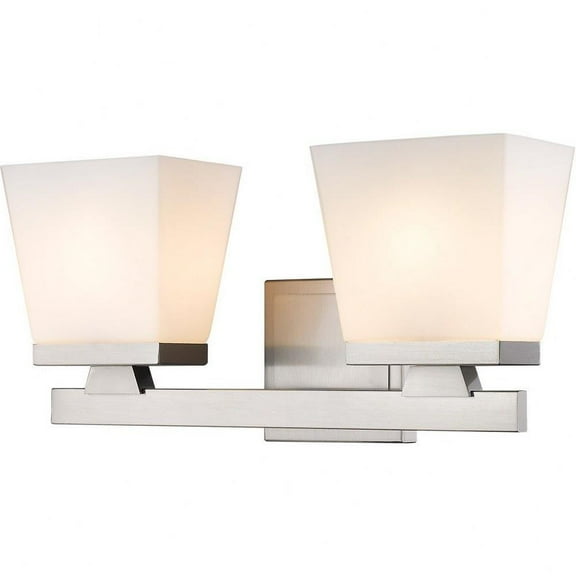 2 Light Vanity Light Fixture in Modern Style-7.75 inches Tall and 16 inches Wide-Brushed Nickel Finish Bailey Street Home 372-Bel-4619843