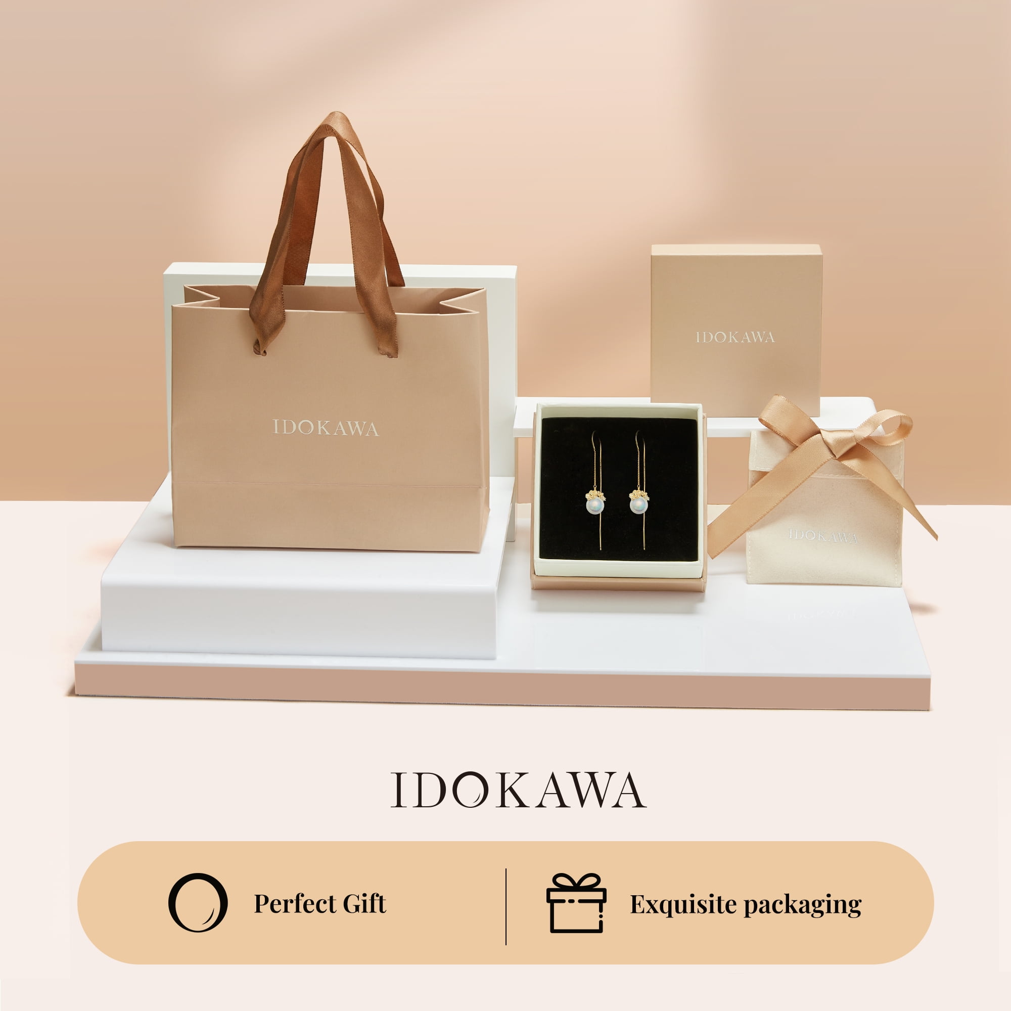 IDOKAWA Pearl Earrings For Women 925 Sterling Silver Hypoallergenic Drop Dangle Earrings Classic Jewelry Gifts For Anniversaries Wedding Graduation Party