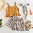 thumbnail image 2 of Toddler Baby Girl Clothes Sleeveless Tie-Up Ruffle Tops Linen Pants Set Infant Summer Outfits Girls Summer Set 2-7 Years,6-7 Years, 2 of 9