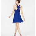 thumbnail image 2 of Trixxi Womens Bow-Back Glitter Fit & Flare Dress, Blue, Juniors, 13, 2 of 2